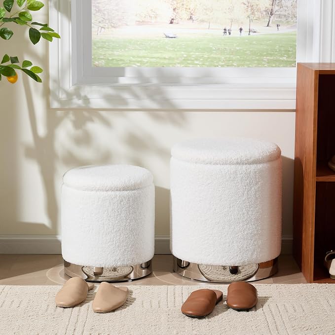 Royal Windsor Boucle Round Ottoman - Image 9
