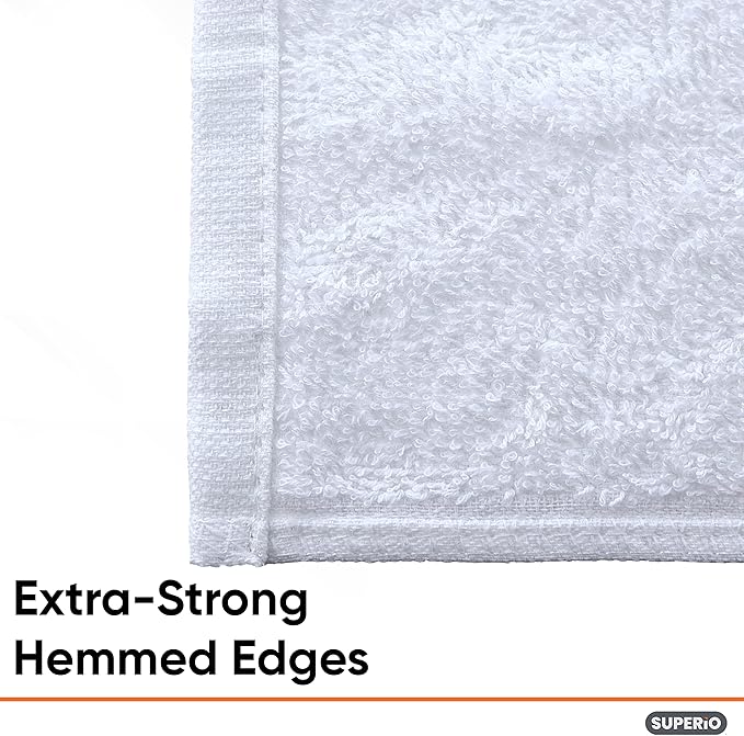 Superio Terry Cloth Rags White Washcloths 100% Cotton 12" Cleaning Cloths - Image 7