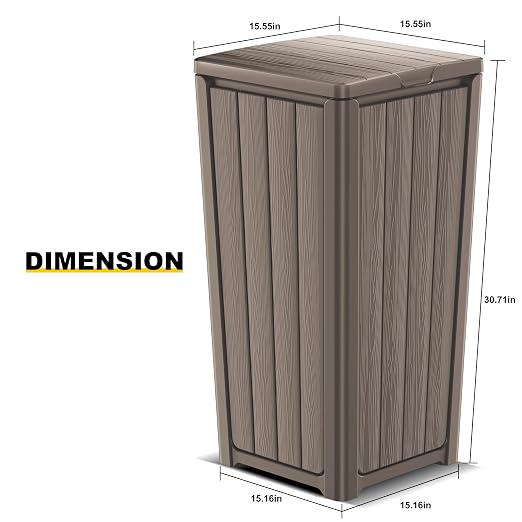 EasyUp Outdoor Trash Can with Lid, Waterproof and Sunscreen Resin Garbage Cans - Image 7