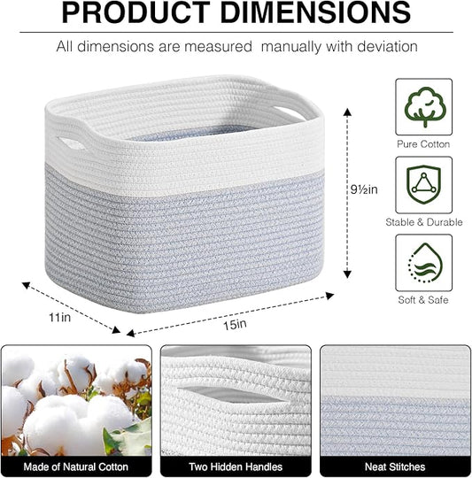 Woven Cotton Rope Storage Basket - Image 2