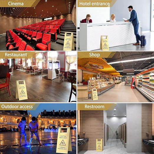 Kigley 2 Pcs Wet Floor Sign, 17 Inch Stainless Steel Caution Wet Floor Sign - Image 6
