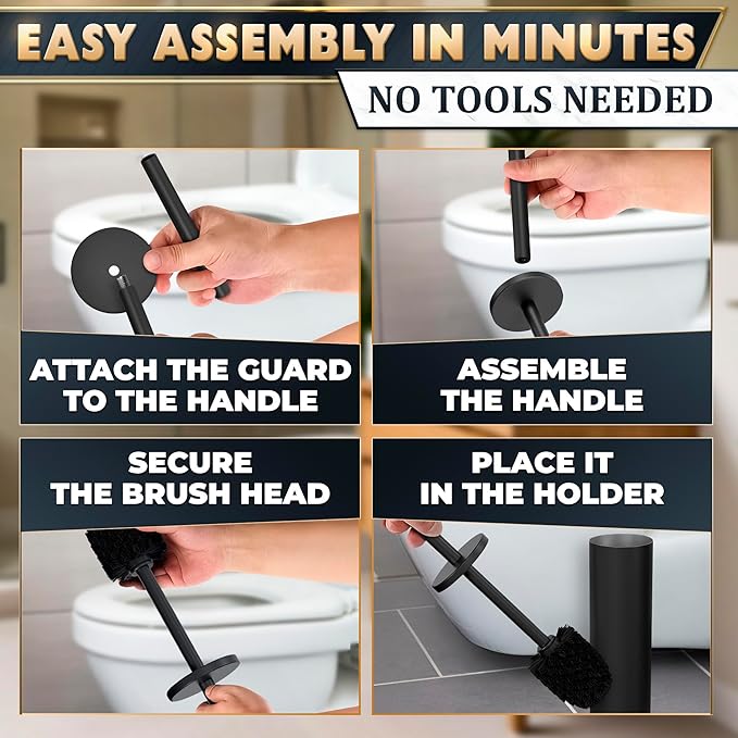 Black Toilet Brush and Holder Set - Image 6