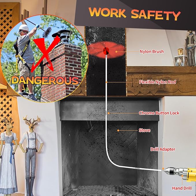 16 Feet Chimney Sweep Kit, Chimney Cleaning Kit - Image 3