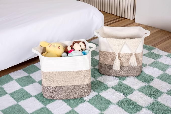 Storage Baskets for Clothes Fabric Cotton Rope Storage Basket - Image 4