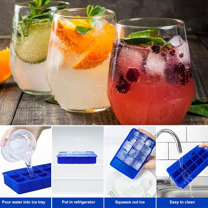 Ozera 2 Pack Silicone Ice Cube Tray, Ice Cube Trays - Image 5