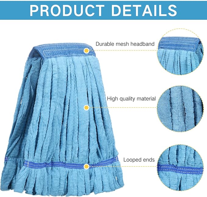 Lallisa 4 Pcs Commercial Mop Head Replacement Tube Microfiber Industrial Looped - Image 3