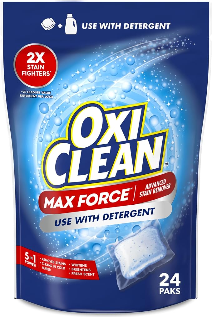 OxiClean Max Force Advanced Stain Remover Power Paks, Use by OxiClean