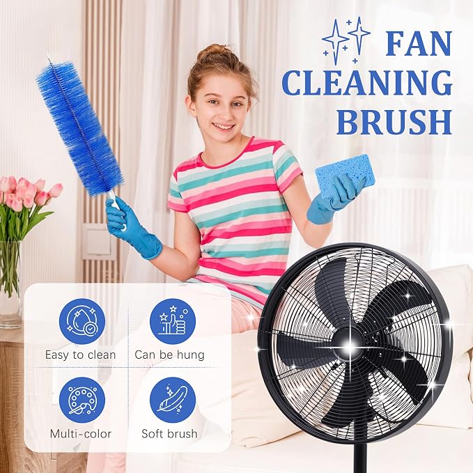 10Pcs Floor Fan Cleaning Brush Set, Bendable Fan Duster, Microfiber Detail - Image 3