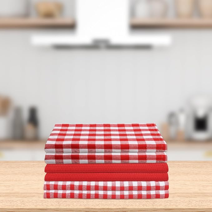Kitchen Towels Set of 6 Soft Premium Cotton Highly Absorbent Dish Towels 18x28 - Image 5