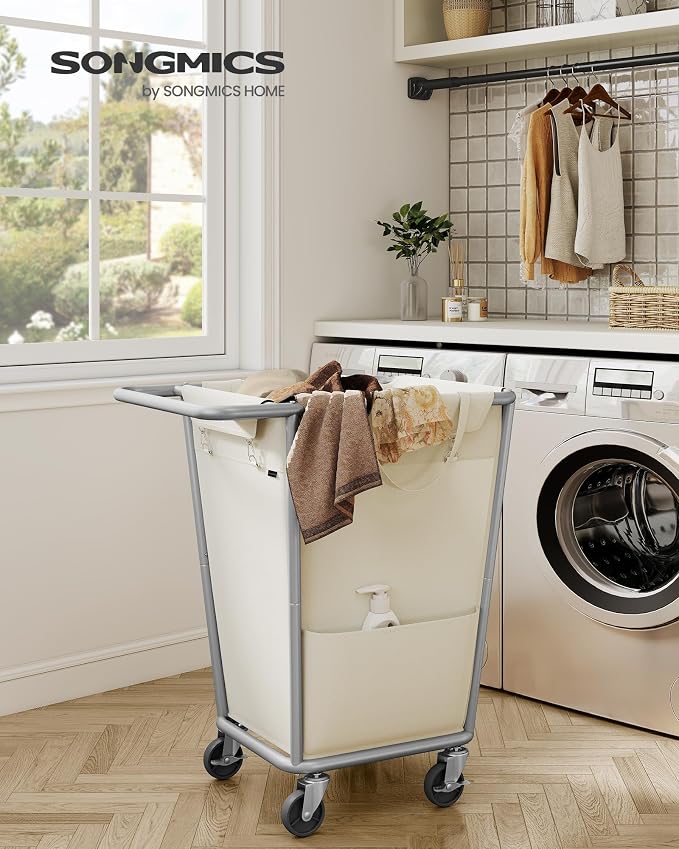 SONGMICS Laundry Basket with Wheels, 34.3 Gallons Rolling Laundry Hamper with - Image 2