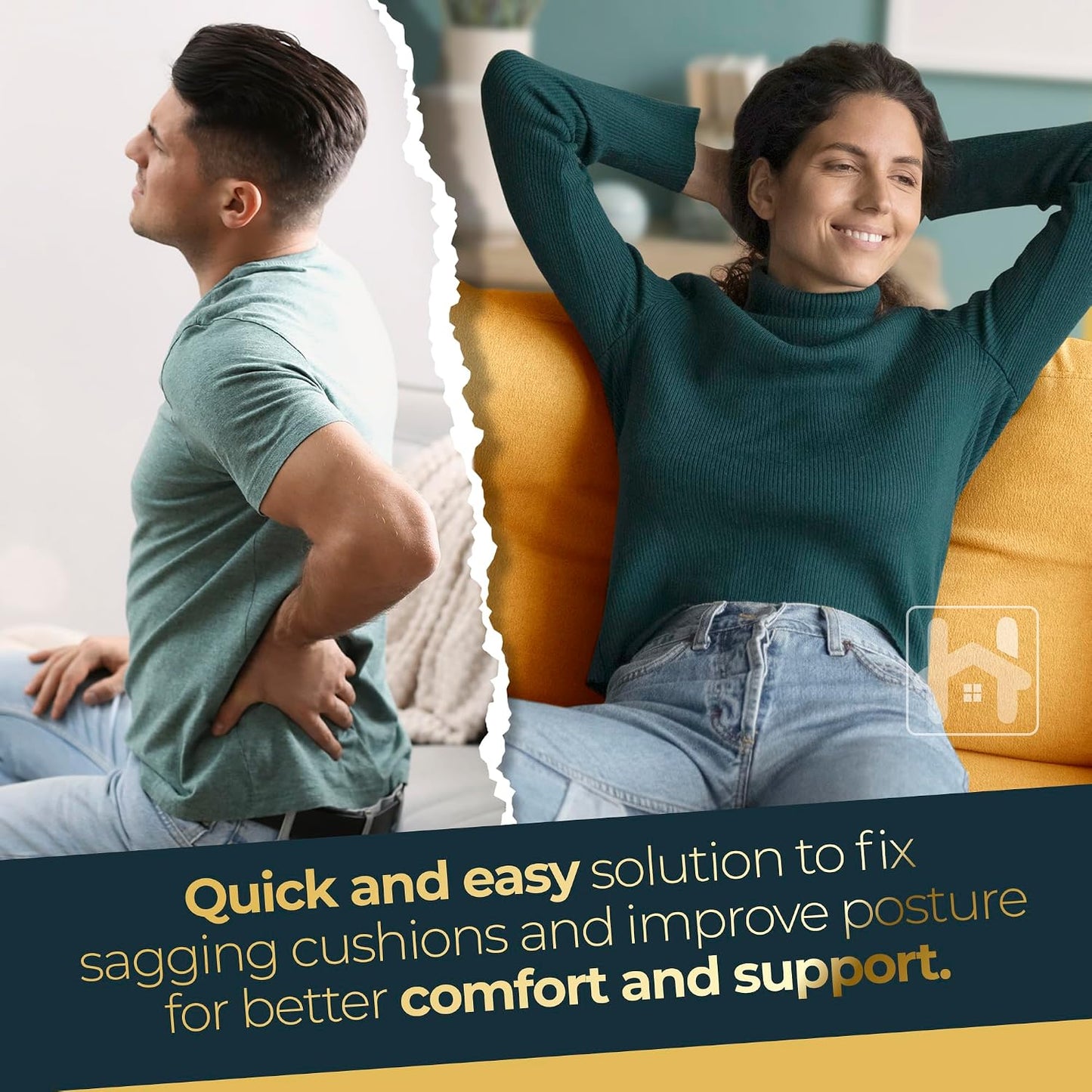 Golden Home Essentials Heavy Duty Couch Support for Sagging Cushions - 21.5in x 72in Extra Wide Sofa Cushion Board - Anti-Slip Sofa Cushion Support Board