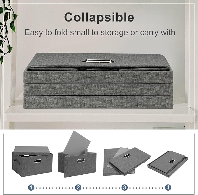 Medium 15" 21 Quart Collapsible Stackable Storage Bins - Image 4
