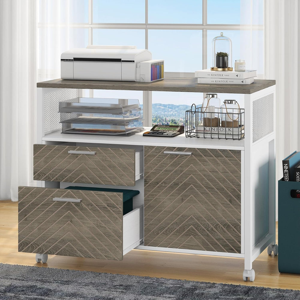 Tribesigns Modern File Cabinet with Drawers for Letter-Sized File and Door, L...