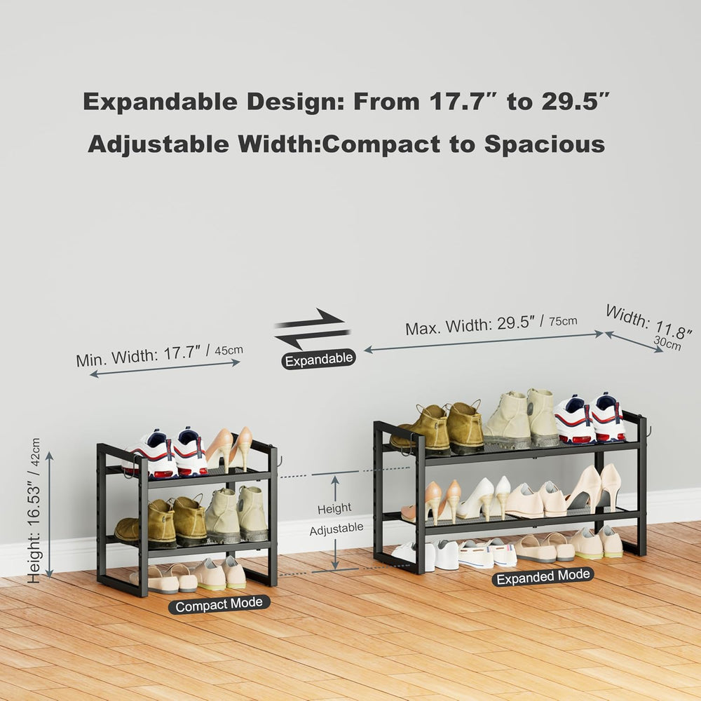 CHEMPFR Expandable & Stackable Metal Shoe Rack, Heavy-Duty Adjustable Sho...