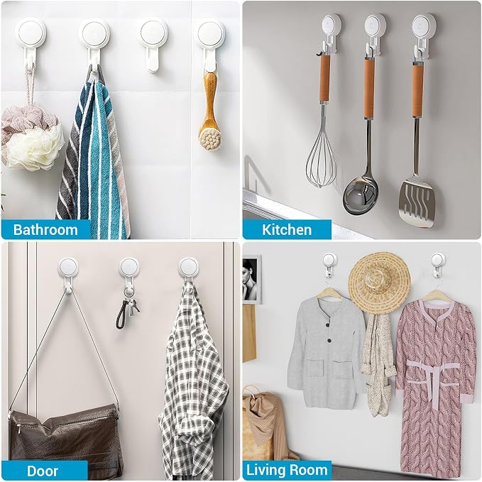 LUXEAR Suction Hooks Powerful Suction Cup Hooks Vacuum Suction Holder Heavy - Image 7