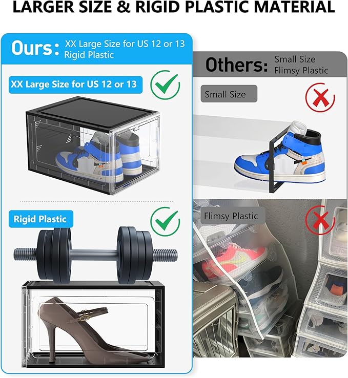 10 Pack Hard Sturdy Thickened Rigid XX Large Shoe Storage Organizer - Image 5