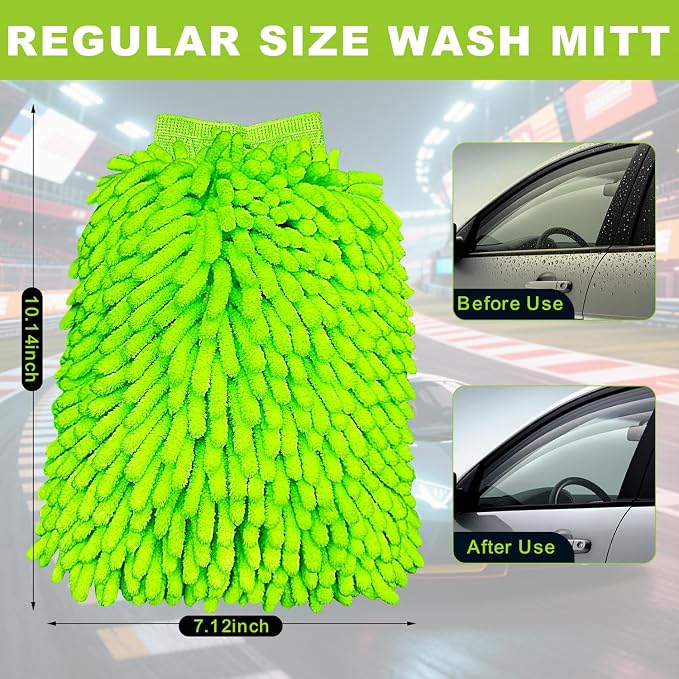 Car Wash Mitt, 2 Pack Premium Chenille Microfiber Wash Mitt, Scratch-Free & - Image 2