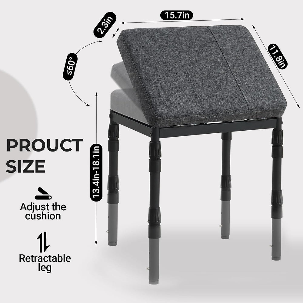 TIOPGHAD Adjustable Ottoman Pouf, 60 Degree Tilt Footrest, Carbon Gray