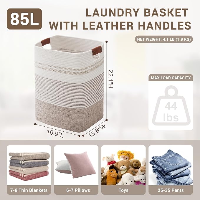 85L Tall Laundry Hamper with Handles - Image 2