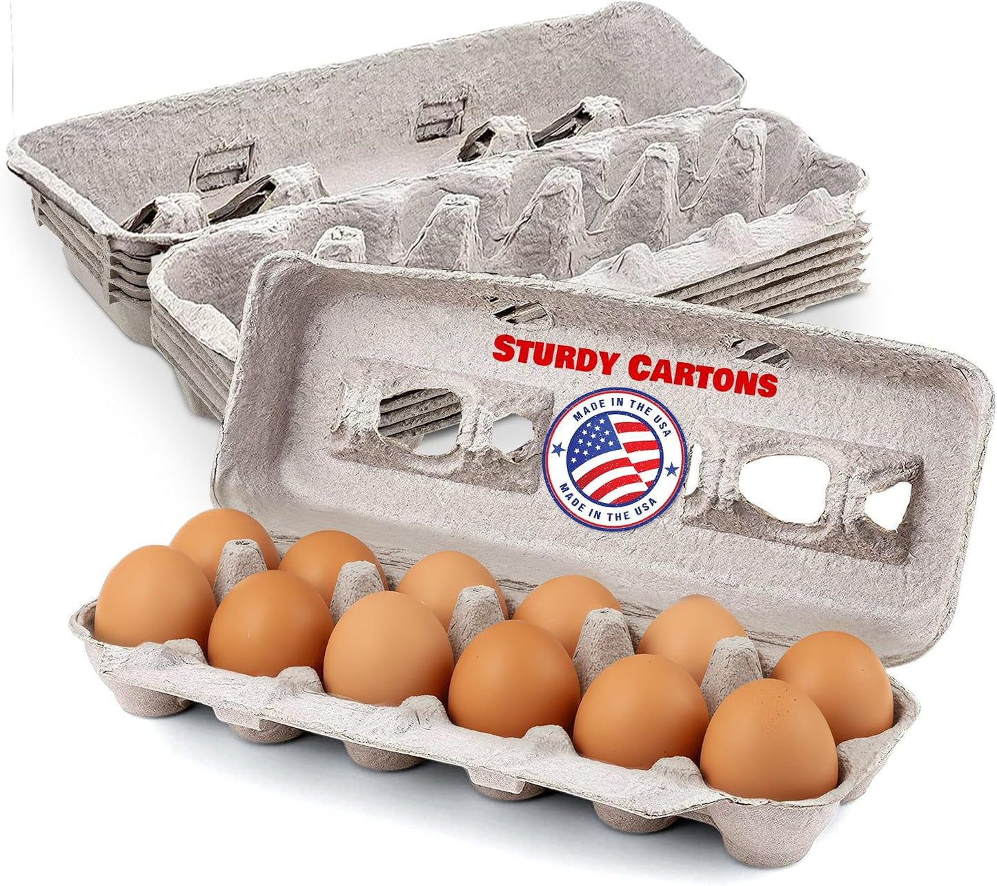 MT Products Blank Natural Pulp Egg Cartons Bulk - Made in USA - Holds Up to Twelve Eggs - Cardboard Material Perfect For Storing Extra Eggs (Pack of 5)
