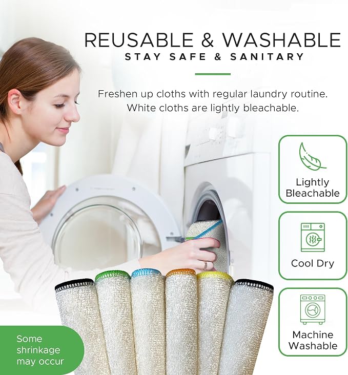 Whiffkitch Dishcloths Dishrags for Kitchen and Household Cleaning 9x9 6-Pack - Image 6