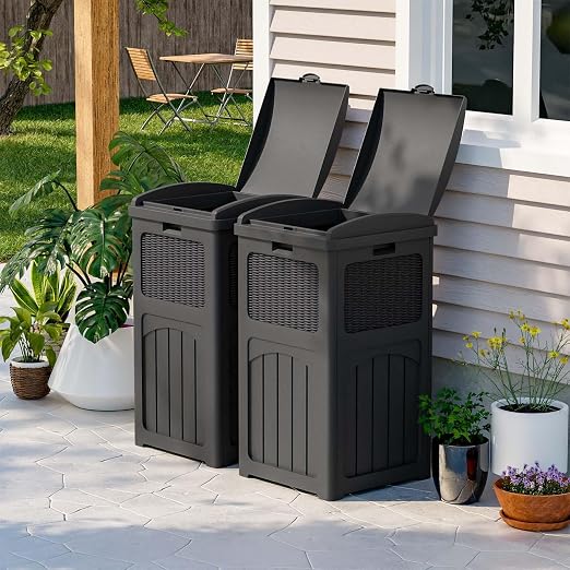 Patiowell 36 Gallon Outdoor Trash Can, Resin Outdoor Garbage Can - Image 3