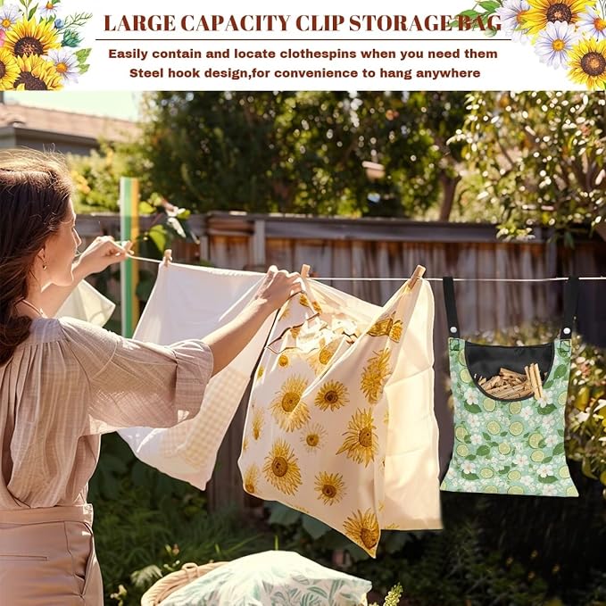 Clothespin Bag for Outdoor Laundry Clothesline and Clothes Pin Holder - Image 5