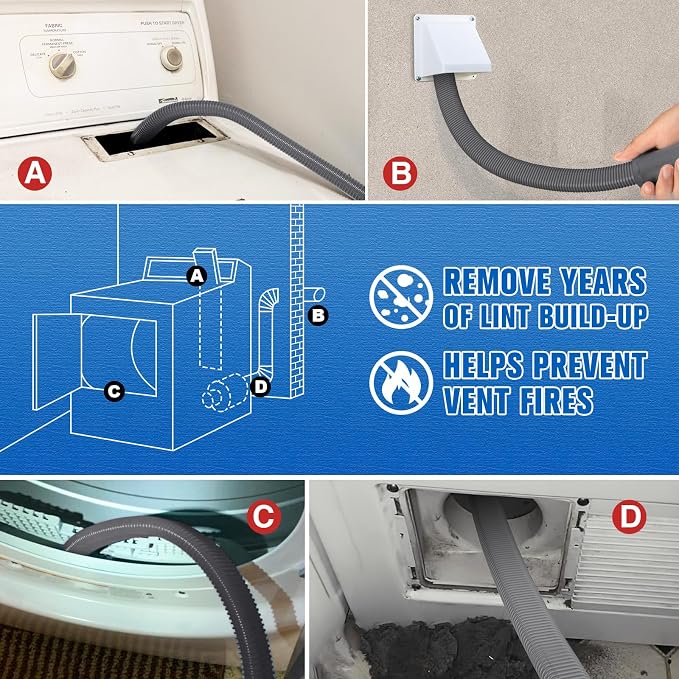 Sealegend Upgrade Dryer Vent Cleaner Kit Vacuum Hose Attachment Compatible - Image 3