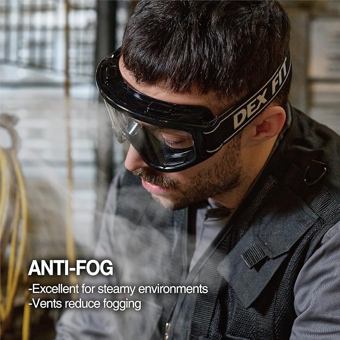 DEX FIT Protective Safety Goggles SG220B; Anti Fog & Scratch, Z87 Eye Protection - Image 4
