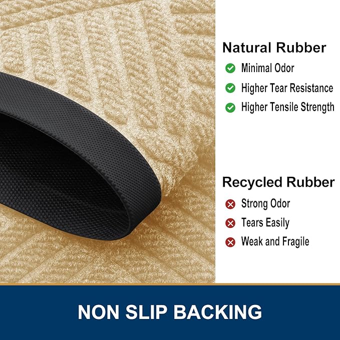 Smiry Front Door Mat Outside Entrance, Heavy Duty Outdoor Indoor Natural Rubber - Image 5