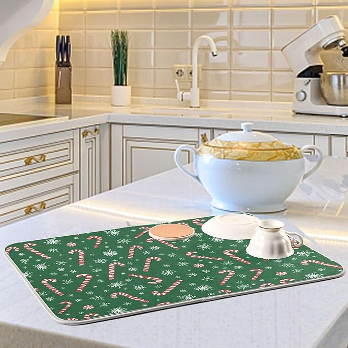 Christmas Candy Cane Dish Drying Mat - Image 6