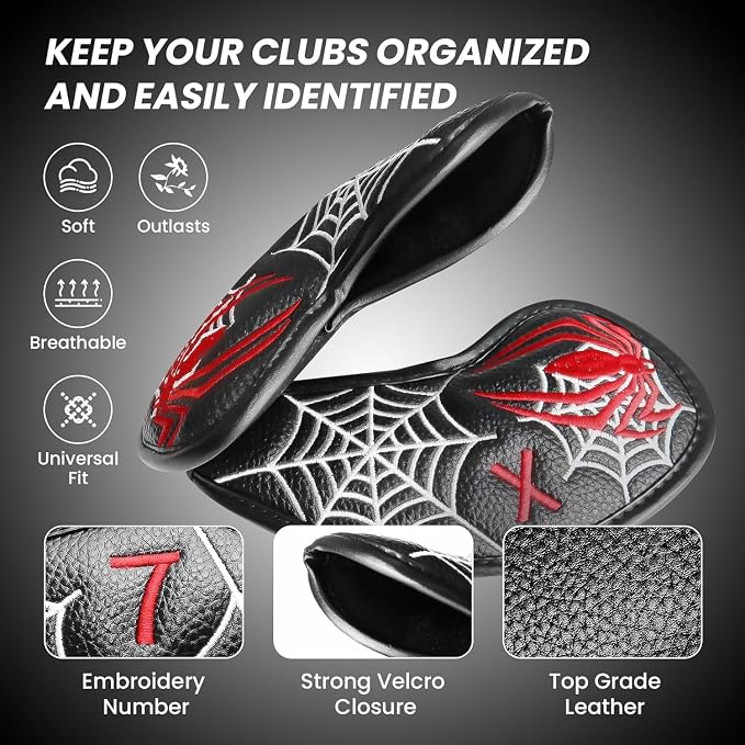 FINGER TEN Premium Synthetic Leather Stylish Iron & Wedge Golf Head Covers - Image 3