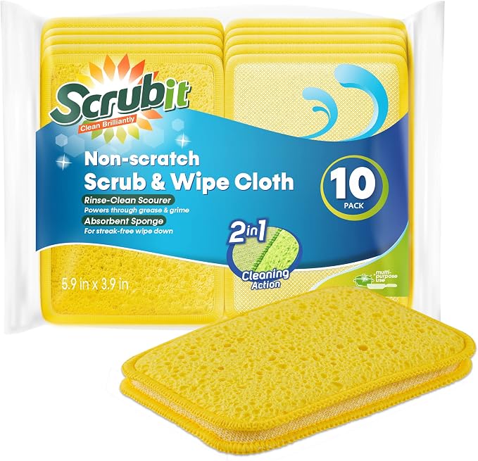 Scrub and Wipe Cleaning Pads – SCRUBIT Dual Sided Scouring Pad and Sponge by SCRUBIT