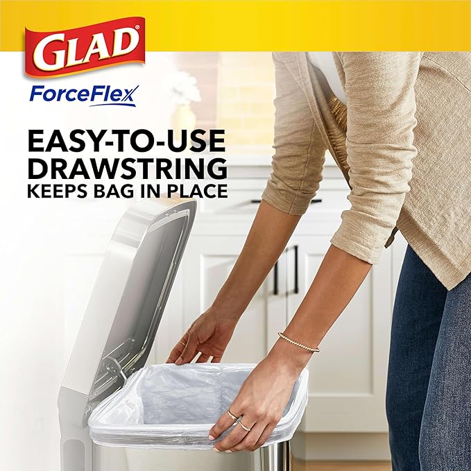 Glad ForceFlex Tall Kitchen Drawstring Trash Bags, 13 Gal, Fragrance Free - Image 4
