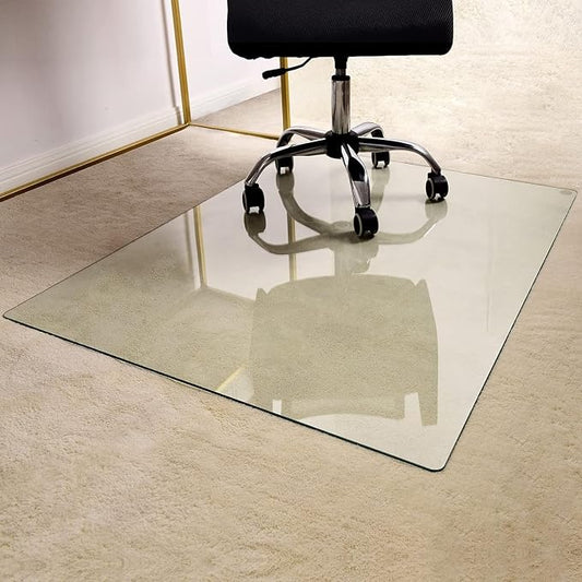 GLSLAND 36" x 46" Tempered Glass Chair Mat Heavy-Duty Floor Protector by GLSLAND