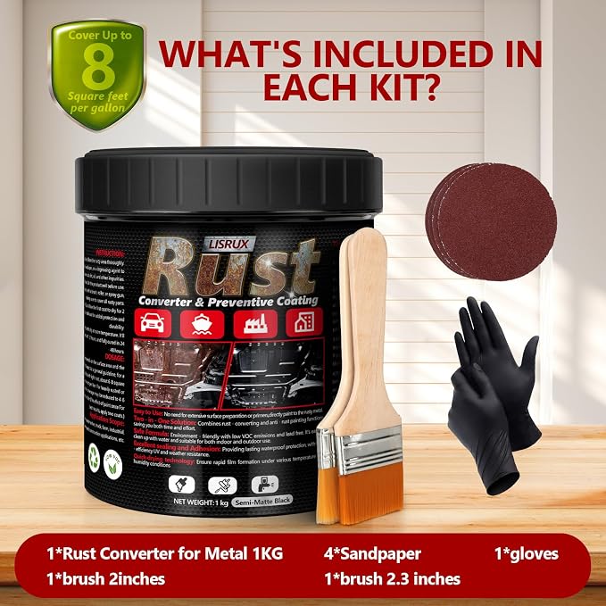 4-in-1 Rust Converter & Metal Primer, 34 Fl Oz Black Rust Inhibitor Paint - Image 8
