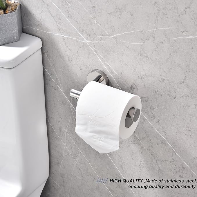 TASTOS Polished Chrome Toilet Paper Holder SUS304 Stainless Steel, Modern Round - Image 2
