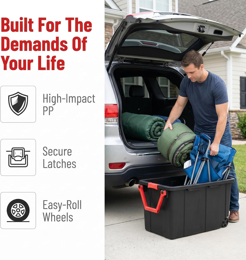 2 Pack 40 Gallon Heavy Duty Industrial Storage Bin with Wheels、 Lid、Handle