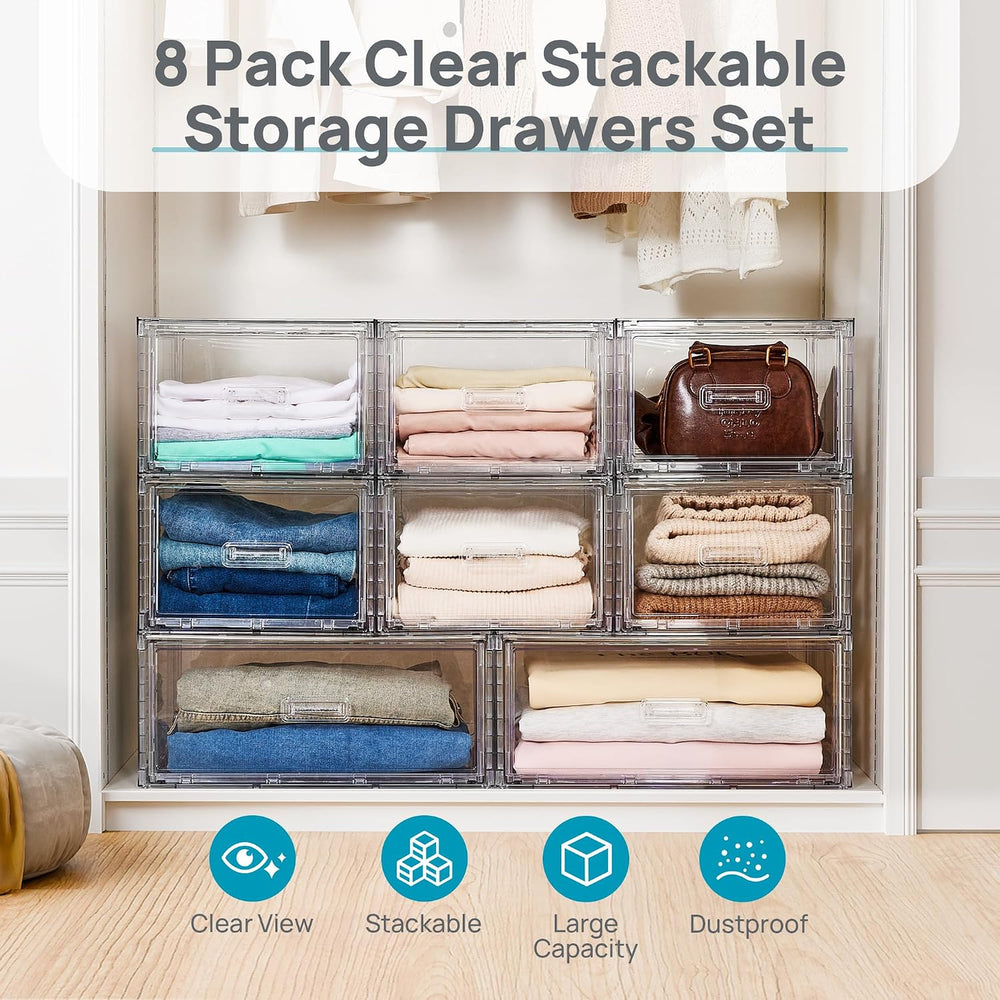 Vtopmart 8 Pack Large & Medium Stackable Storage Drawers Set