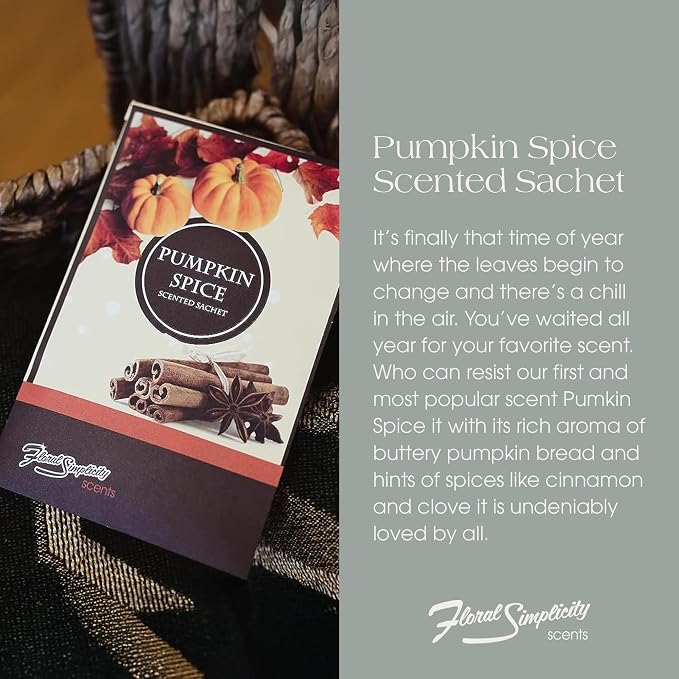 Floral Simplicity Pumpkin Spice Scented Sachets Pack of 6, Fall & Winter - Image 2