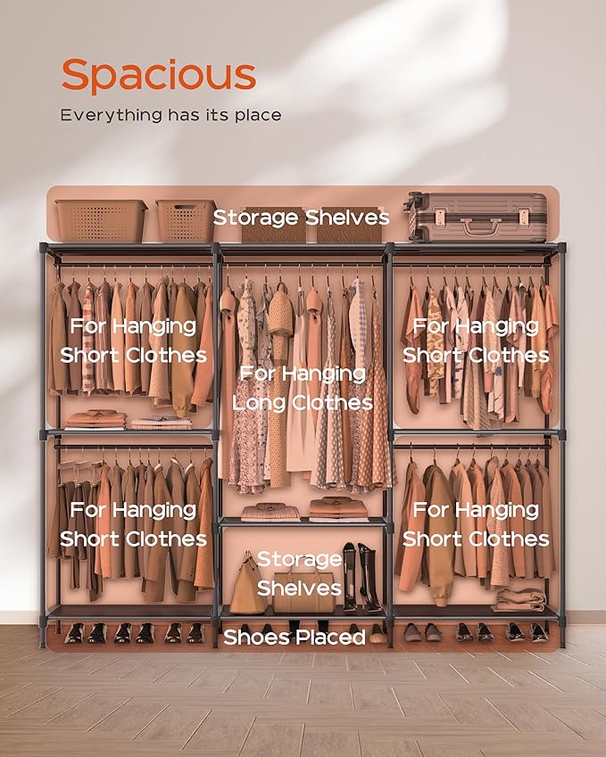 Clothes Rack, Portable Closet, 80.7 Inch Extra Large Capacity Wardrobe Closet - Image 4