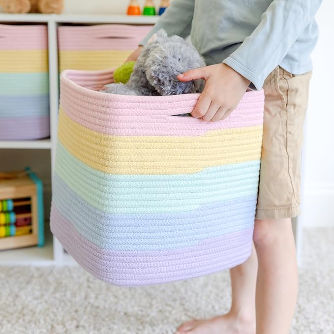NaturalCozy Storage Cubes 11 Inch Cotton Rope Woven Baskets - Image 7