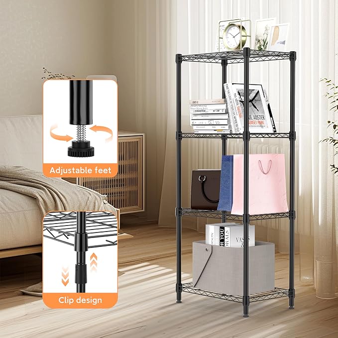 4 Tiers Shelf Metal Storage Shelves Wire Rack Closet Organizers - Image 5