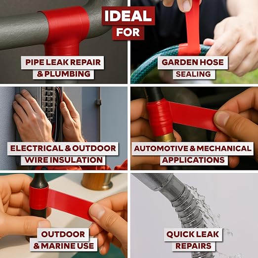 XFasten Self Fusing Silicone Tape Waterproof – 1" x 36 Feet Red, Self - Image 4