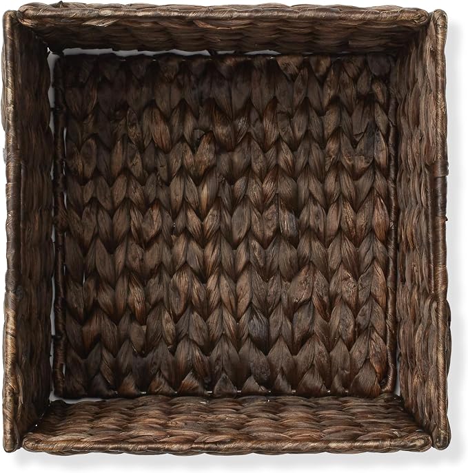 Casafield 10.5" x 10.5" Water Hyacinth Storage Baskets, Espresso - Image 6