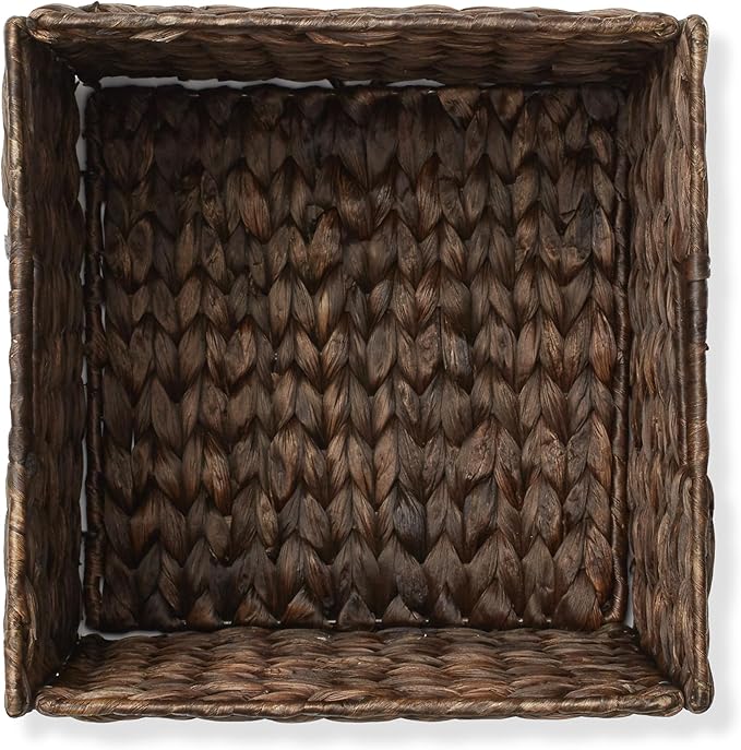Casafield 10.5" x 10.5" Water Hyacinth Storage Baskets, Espresso - Image 6