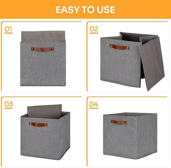 DULLEMELO Fabric Storage Cubes, 13 inch Cube Stroage Bins - Image 2