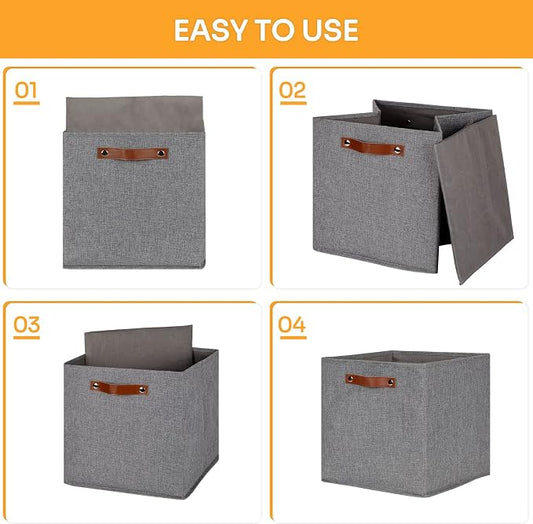 DULLEMELO Fabric Storage Cubes, 13 inch Cube Stroage Bins - Image 2