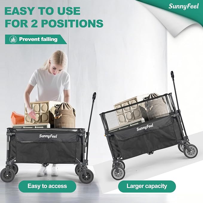 SUNNYFEEL Heavy Duty Collapsible Outdoor Utility Wagon Cart 500LB Capacity - Image 9