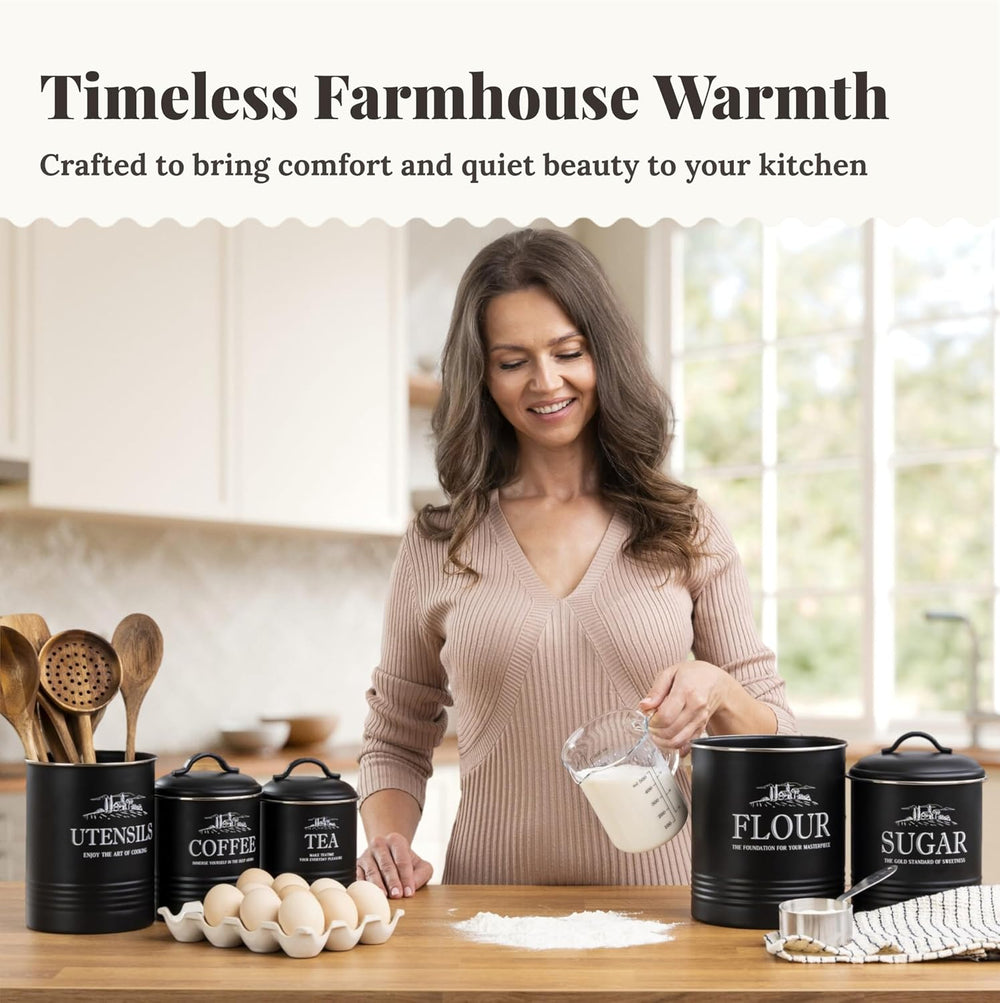 noonberry 5-Piece Farmhouse Kitchen Canister Sets for Kitchen Counter